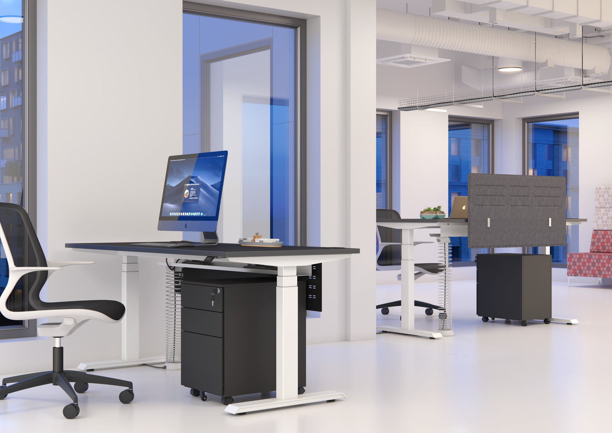 Progress Plus Height Adjustable Sit Stand Veneer Desk