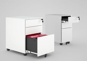 Mobile 3 Drawer Narrow Steel Pedestal