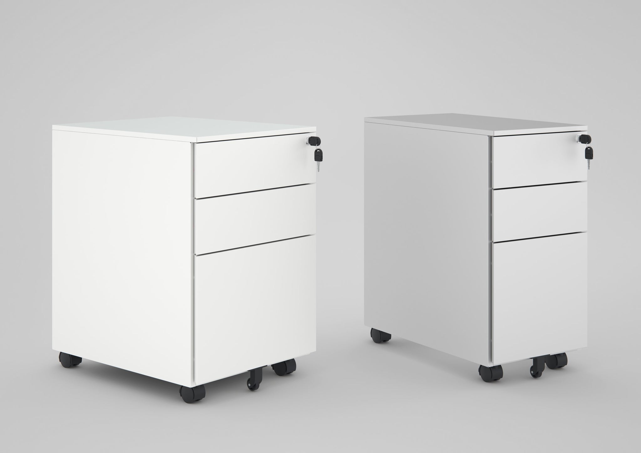 Mobile 3 Drawer Narrow Steel Pedestal
